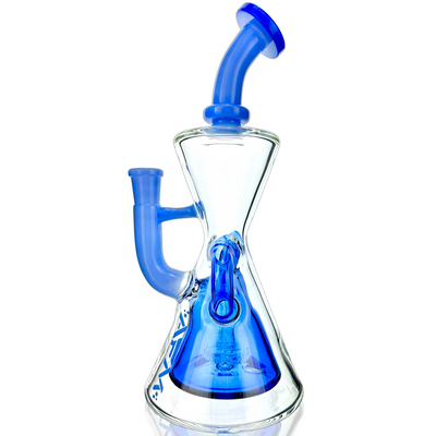 10" AFM Glass Hour Glass Colored Recycler Dab Rig