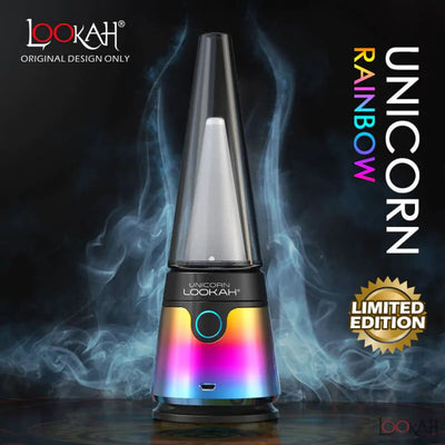 Lookah Unicorn Electric Dab Rig With Magnetic Connection Emitting Rainbow-colored Smoke