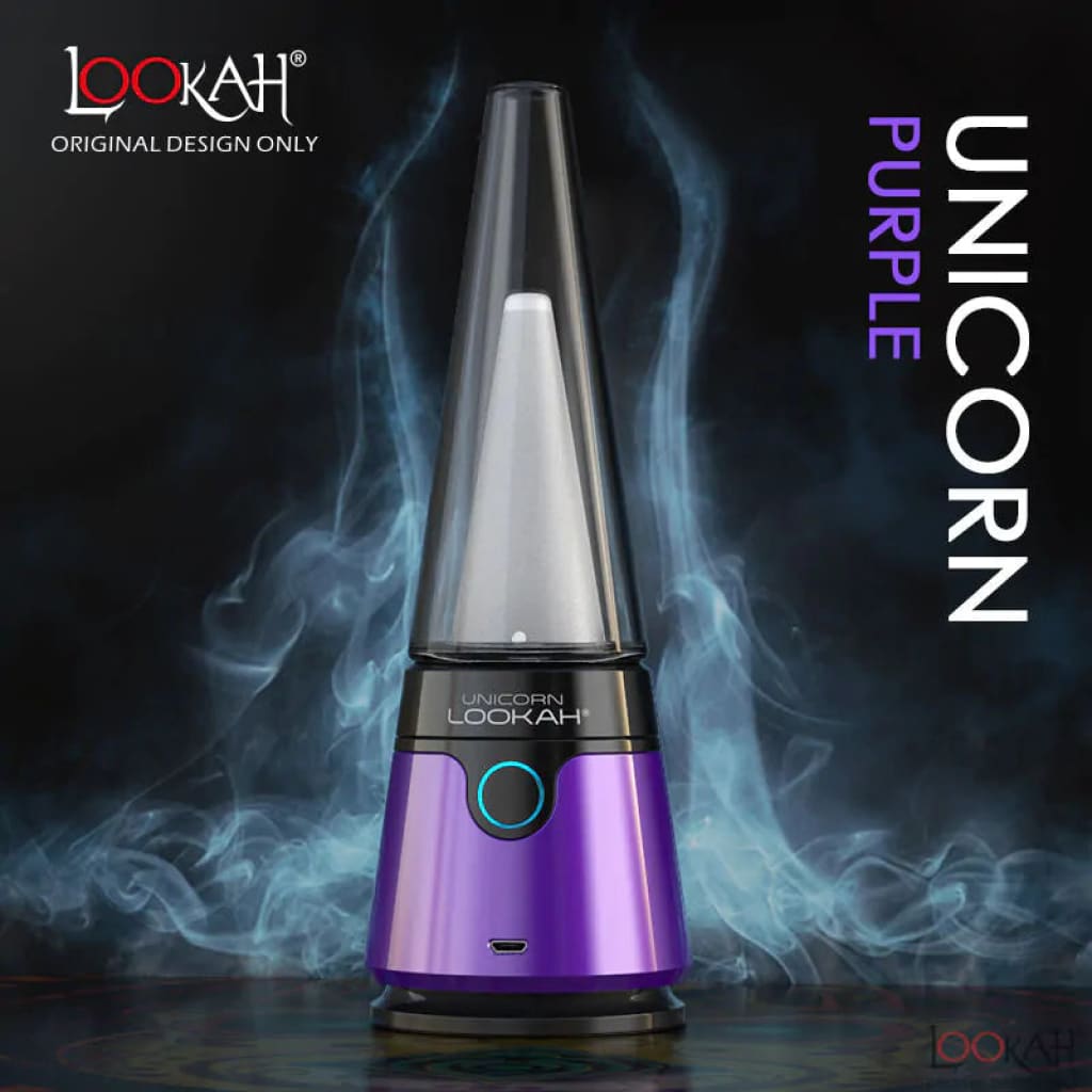 Lookah Unicorn Electric Dab Rig With Magnetic Connection, Emitting Smoke Through a Transparent Top