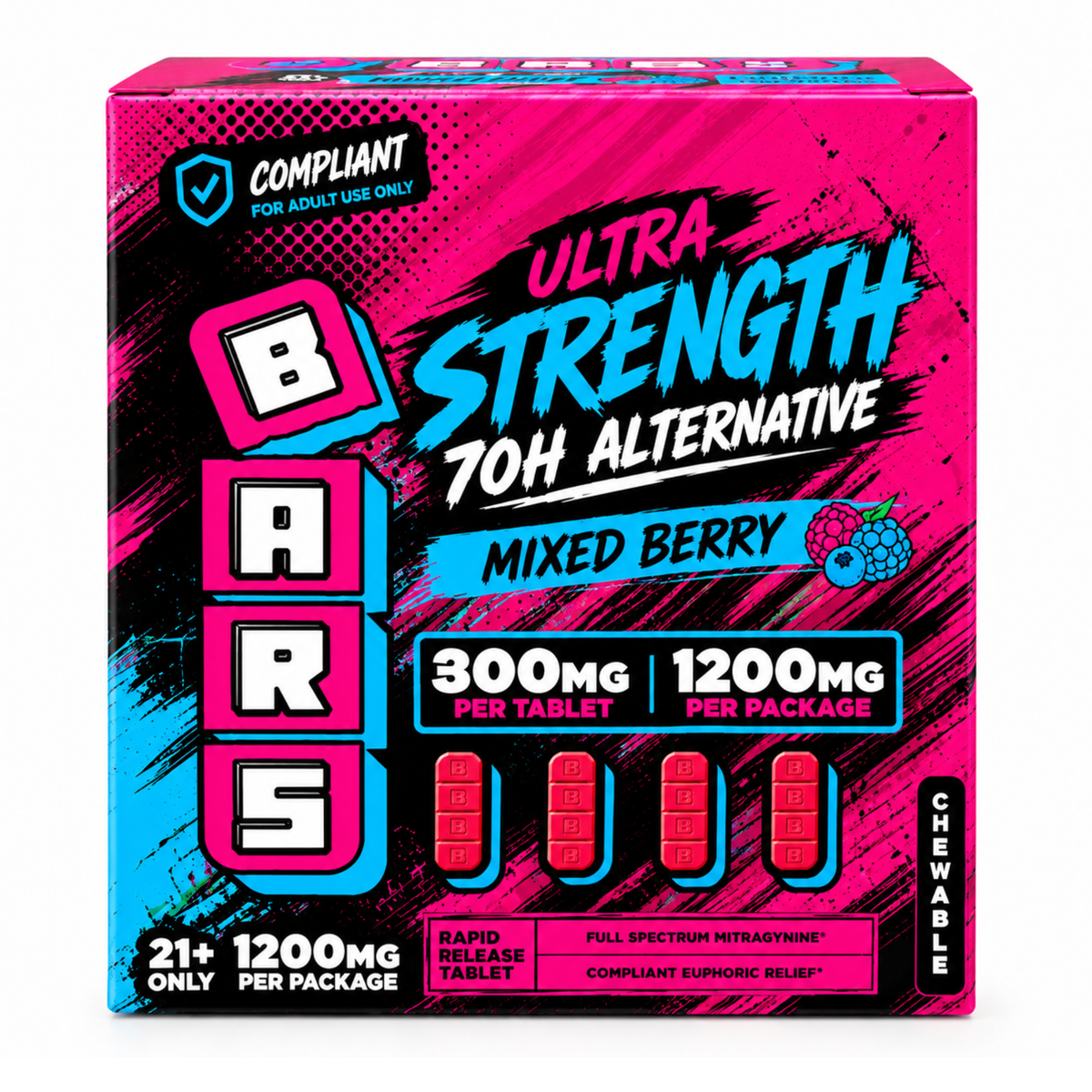 BARS Ultra Strength 7-OH Alternative 1200mg Pack, 300mg Tab, 10-Pk
