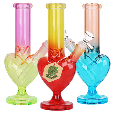 3CT BUNDLE - SeshGear Heart Electroplated Glass Water Pipe - 9.5" / 14mm F / Assorted Colors