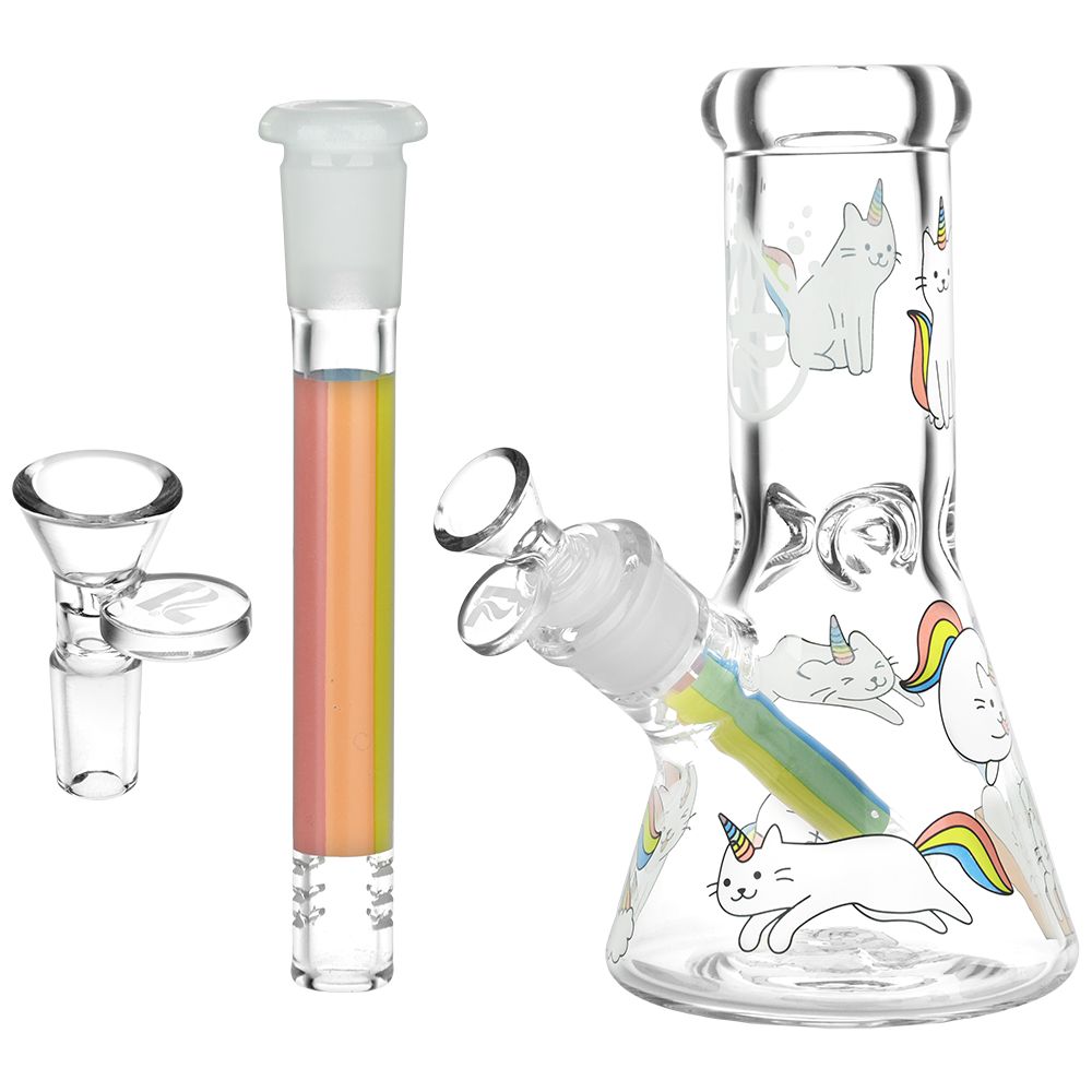 Caticorns Beaker Water Pipe - 8 Inch Glass