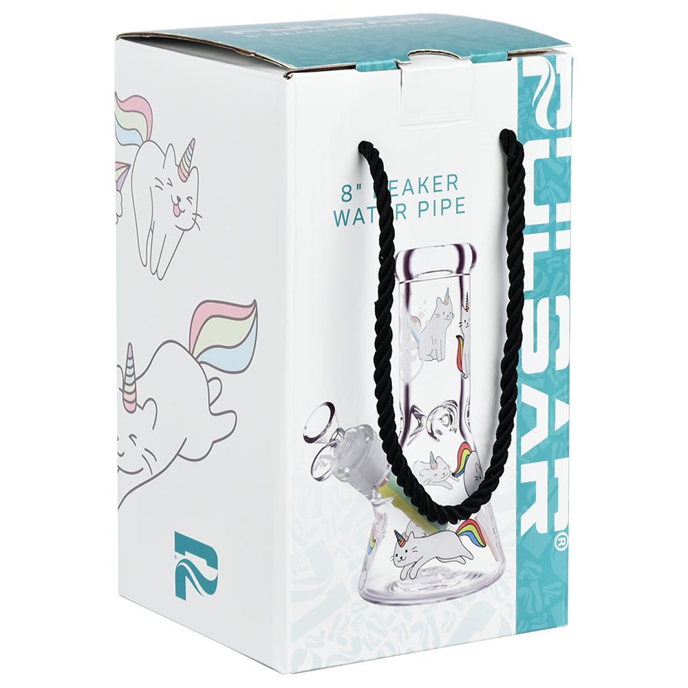 Caticorns Beaker Water Pipe - 8 Inch Glass