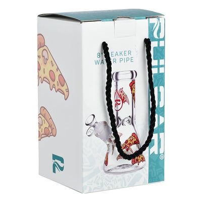 Pizza Party Glass Beaker Water Pipe - 7.75 Inch