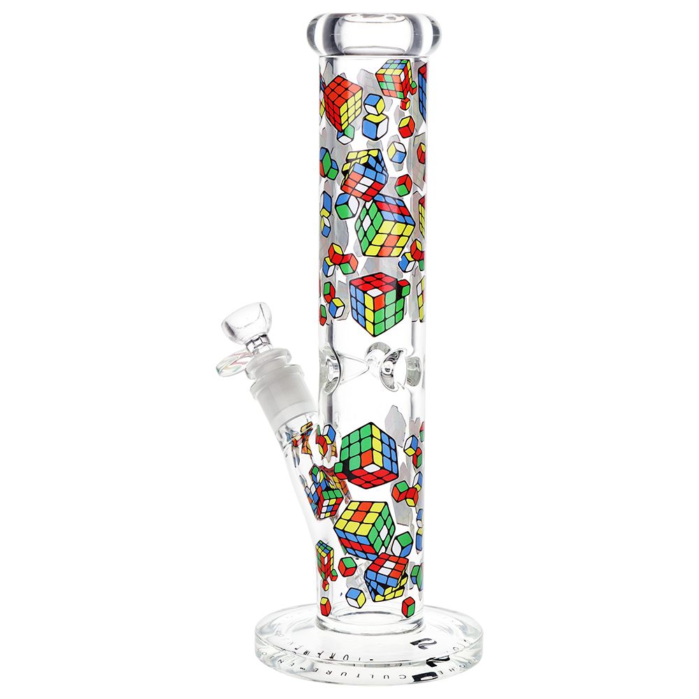Colorful 12-Inch Straight Tube Glass Pipe