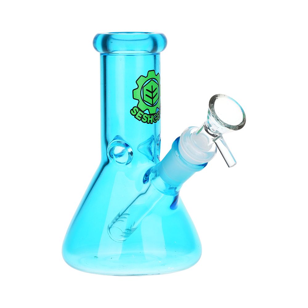 Compact Beaker Bong with Vibrant Colored Glass