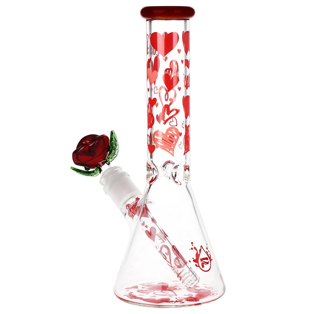 Valentine's Rose & Heart Glass Pipe Set