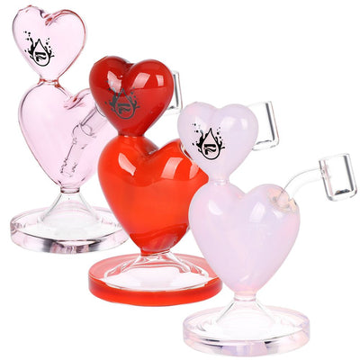 Charming Dual Heart Glass Dab Rig