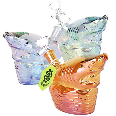Shark Attack Electroplated Glass Water Pipe