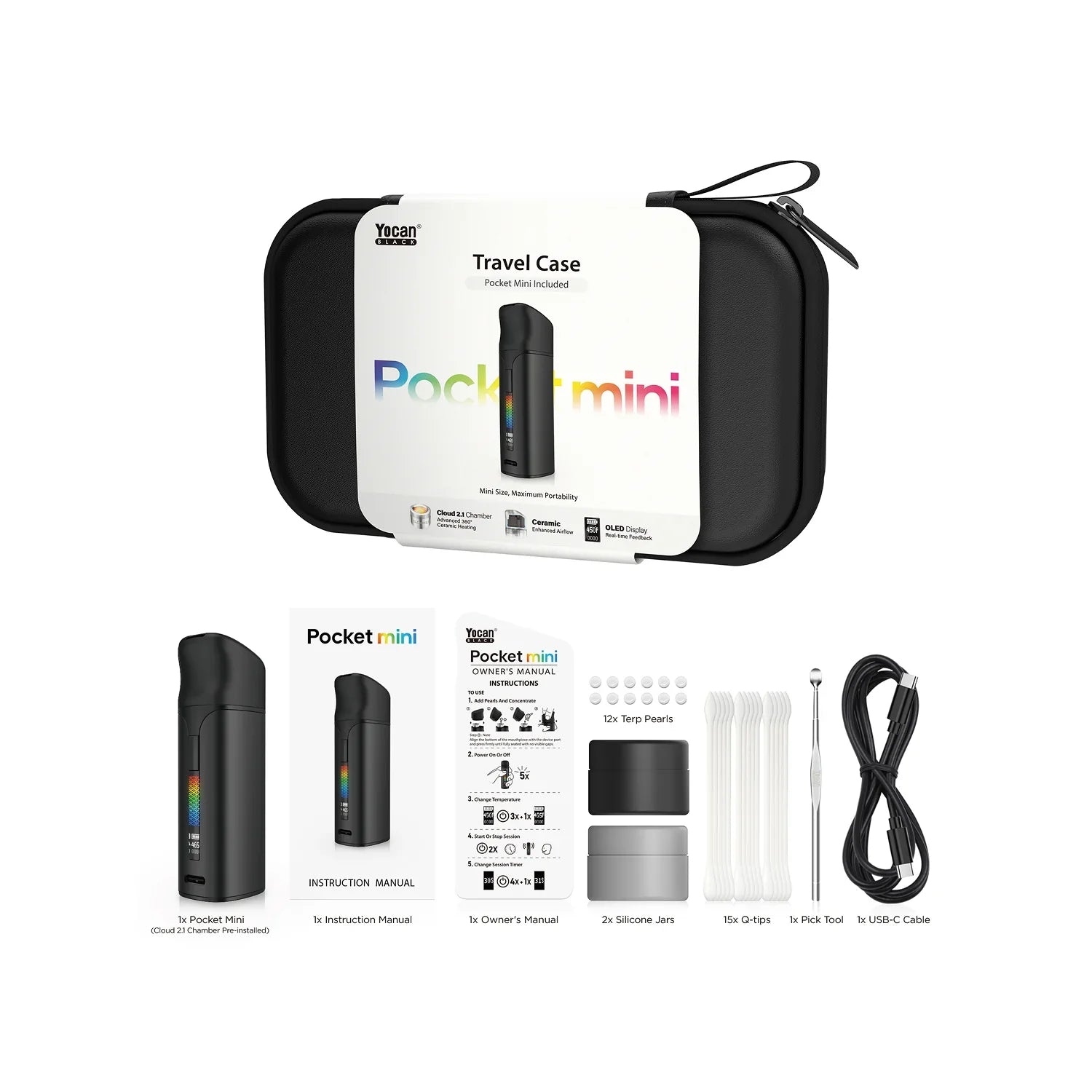 Yocan Black Pocket Mini Concentrate Vaporizer Travel Kit