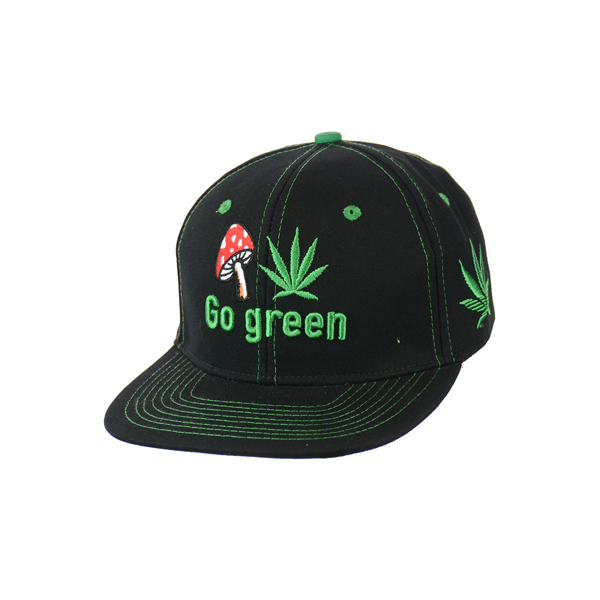 Forest Fungi Embroidered Cotton Snapback Cap