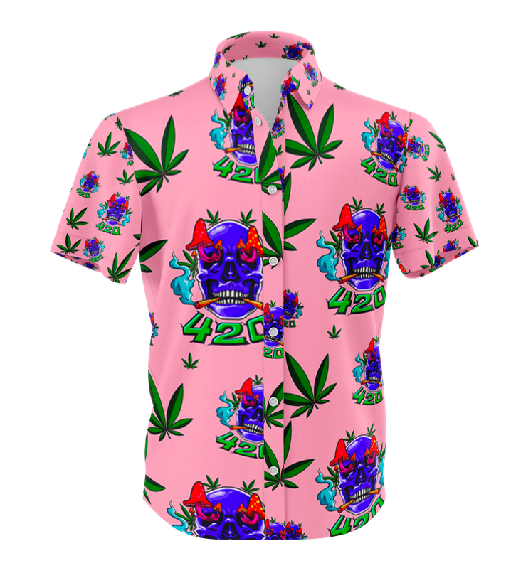 Pink Skull Print Shirt & Shorts Lounge Set
