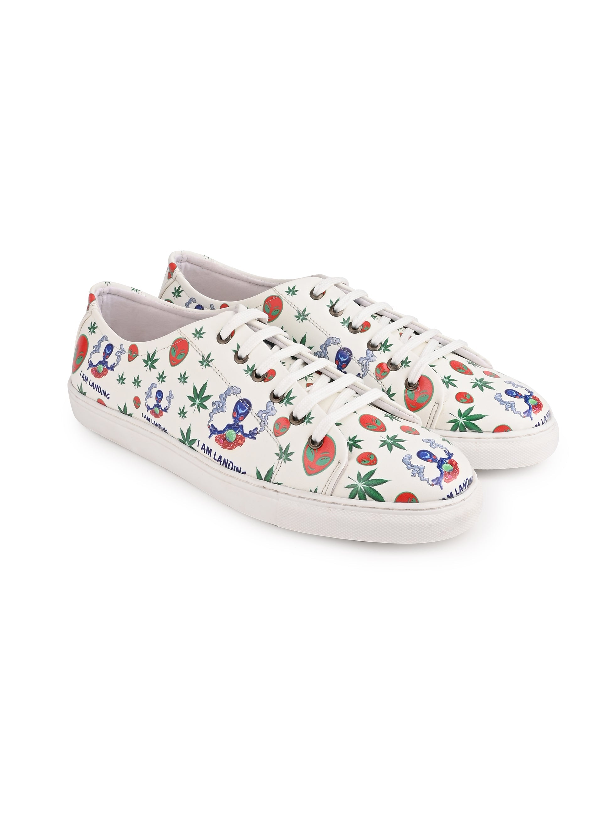 Snow White Botanical Print Vegan Leather Shoes