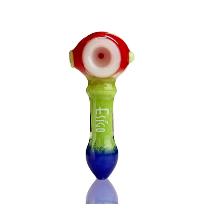 Tricolor Frit Glass Spoon Pipe, 4.5 Inch