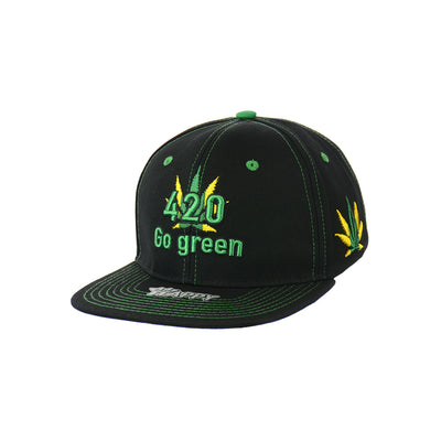 Go Green Embroidered Cotton Snapback Hat
