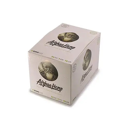 Afghan Hemp king size rolling papers box in cone display two sizes
