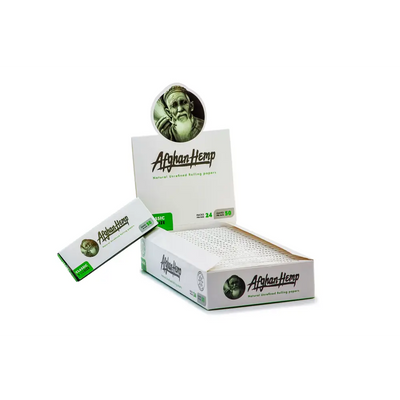 Afghan Hemp Rolling Papers King Size white box with green accents