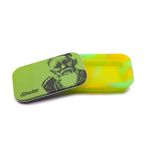 Afghan Hemp silicone tray: perfect duo in lime green with bearded man design