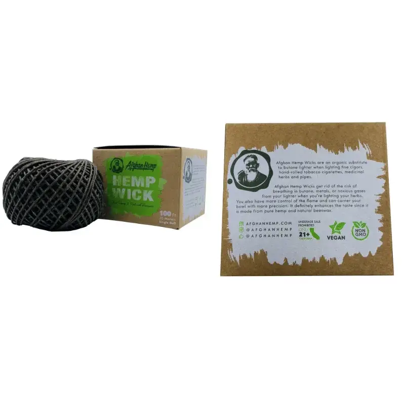 Afghan hemp wick spool with Afghan hemp box, premium smoking accessory