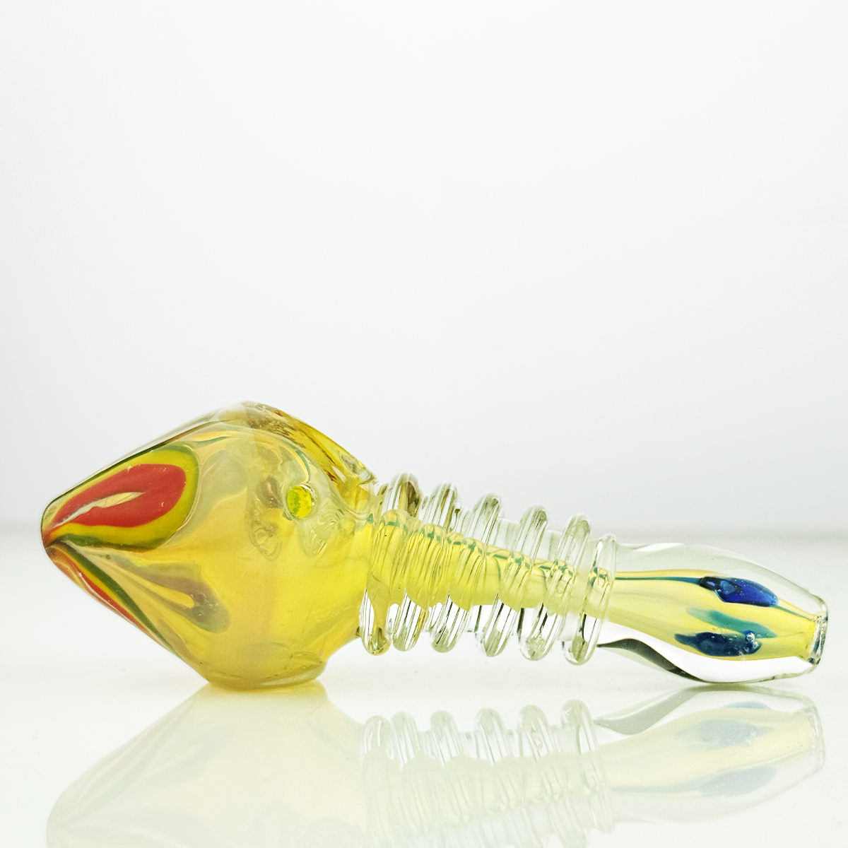 Artisan Silver Fume Spoon Pipe with Rasta Accents