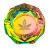Aleaf Diamond Ashtray: Colorful Glass Ashtray With Cannabis Leaf, Built-in Cigarette Rests