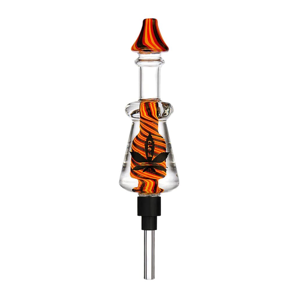Glass Dabbing Tool With Orange And Black Swirl For Portable Dab Travel Kit With Purifier Dab Straw