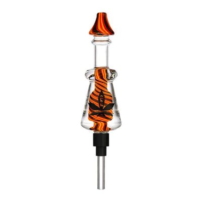 Glass Dabbing Tool With Orange And Black Swirl For Portable Dab Travel Kit With Purifier Dab Straw