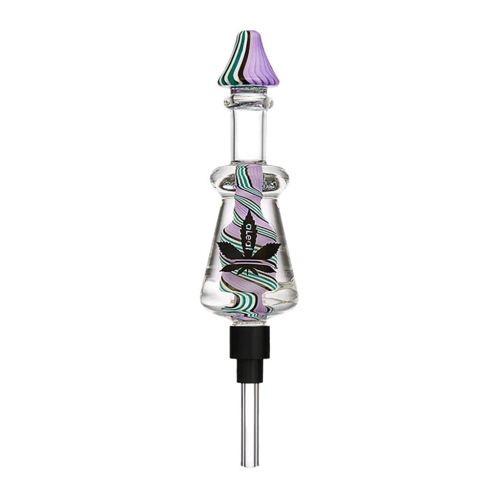 Glass Dab Rig With Colorful Swirls From Portable Dab Travel Kit Featuring Purifier Dab Straw