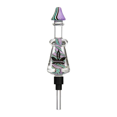 Glass Dab Rig With Colorful Swirls From Portable Dab Travel Kit Featuring Purifier Dab Straw
