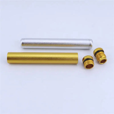 Silver and gold aluminum pre roll tubes with threaded caps