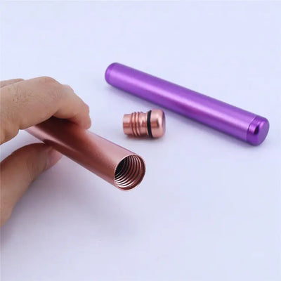 Sleek metallic purple aluminum pre roll tube with threaded cap
