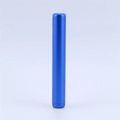 Sleek blue aluminum pre roll tube with brushed finish for odor-free storage