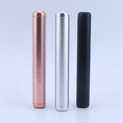 Three aluminum pre roll tubes in rose gold, silver, black