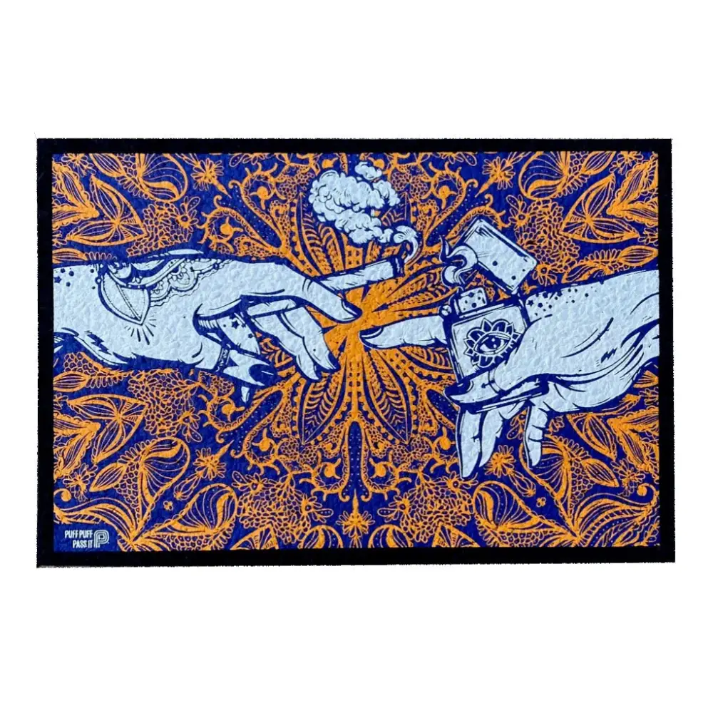 Amazing puff puff pass orange version UV mat with hands lighting joint