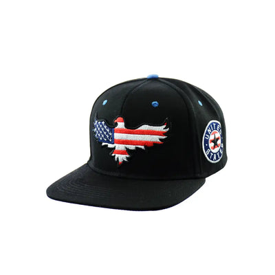 Black American Eagle Hat with Embroidered Eagle Design and Circular Patch