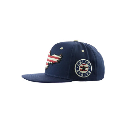 Navy blue American Eagle Hat Embroidered Snapback with patriotic eagle logo and emblem