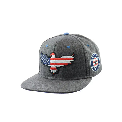 Grey American Eagle Hat Embroidered Snapback with American Flag Eagle Patch and Side Emblem