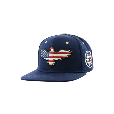 Navy blue American Eagle Hat embroidered snapback featuring eagle design and side emblem