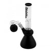 Amsterdam Black Glass Water Pipe With Dome Perc and Ash Catcher - Curved Neck and Round Base