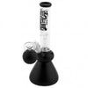 Amsterdam Black Glass Water Pipe With Dome Perc and Ash Catcher, black base with text