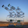 Two Intricate Recycler Style Water Pipes With Dual Percs And Angled Mouthpieces