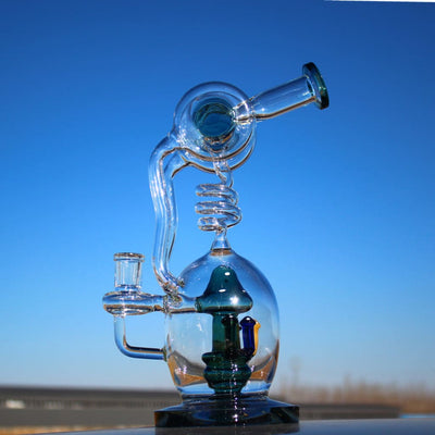 Intricately designed Mushroom Recycler Water Pipe with Circ Perc and multiple chambers