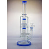 Dual Matrix Percolators Glass Pipe With Blue Accents - Advanced Scientific Glass Engineering