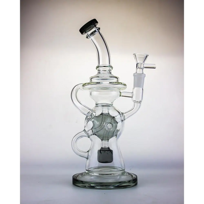 Approx 9 recycler style water pipe with perc and clear glass bong