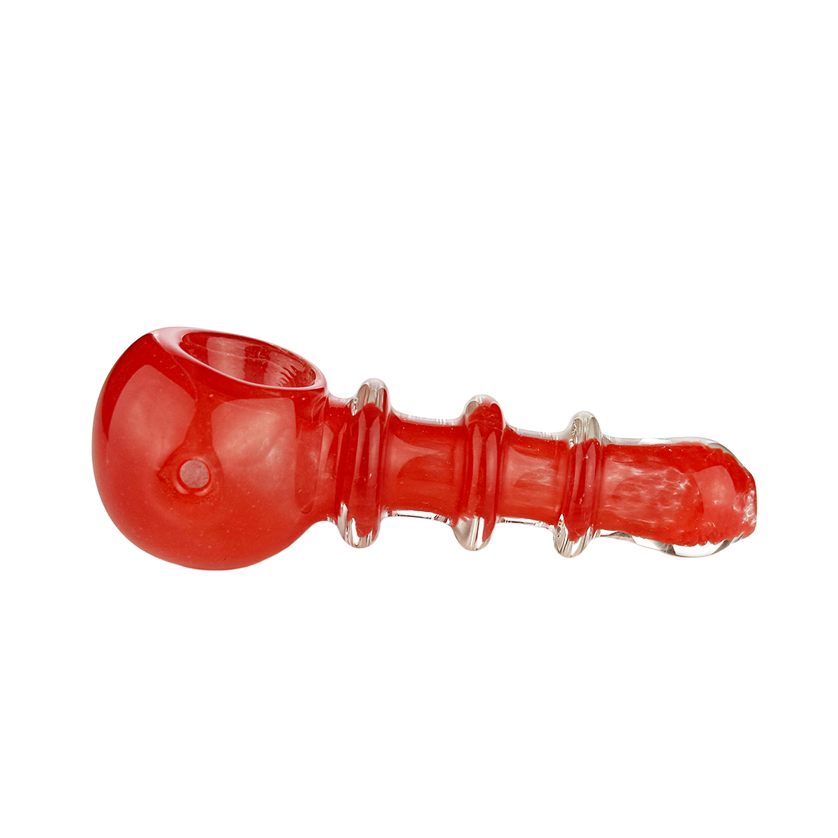 Artisan Frit Glass Spoon Hand Pipe with Rings