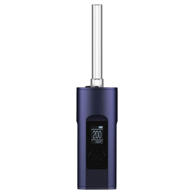 Blue handheld Arizer Solo Herb Portable Vaporizer with custom session settings