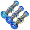 Art Deco Homage glass spoon pipe with intricate metallic latticework designs