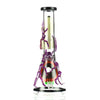 Art Morty Beaker Collectible: clear glass bong with purple, red, green hand-blown design