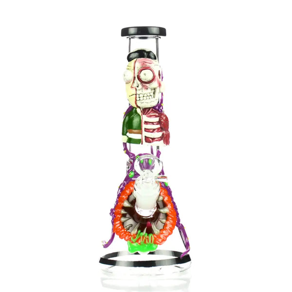 Art Morty Beaker Collectible: colorful glass bong with skull design