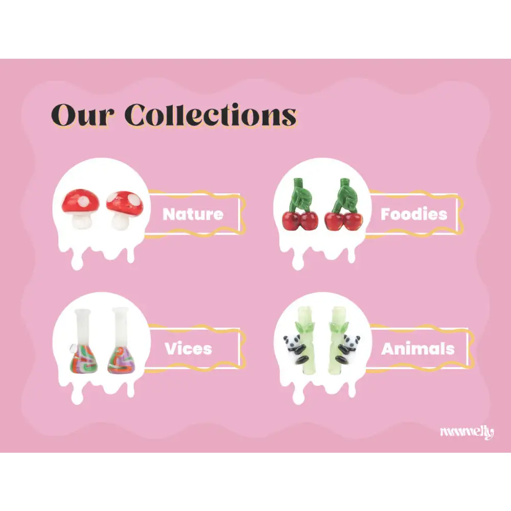 Red and white mushroom earrings in glossy finish from assorted earring refill kits